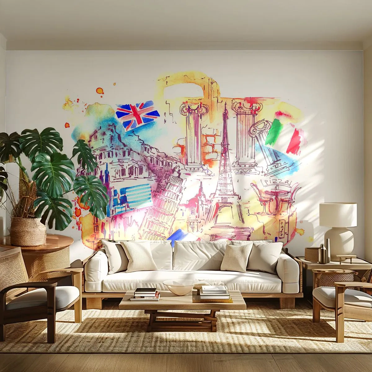 Tapet Autoadeziv Deluxe Sticker - Turneu european - Abstracția, Călătorii, Valiză - 250x175 cm