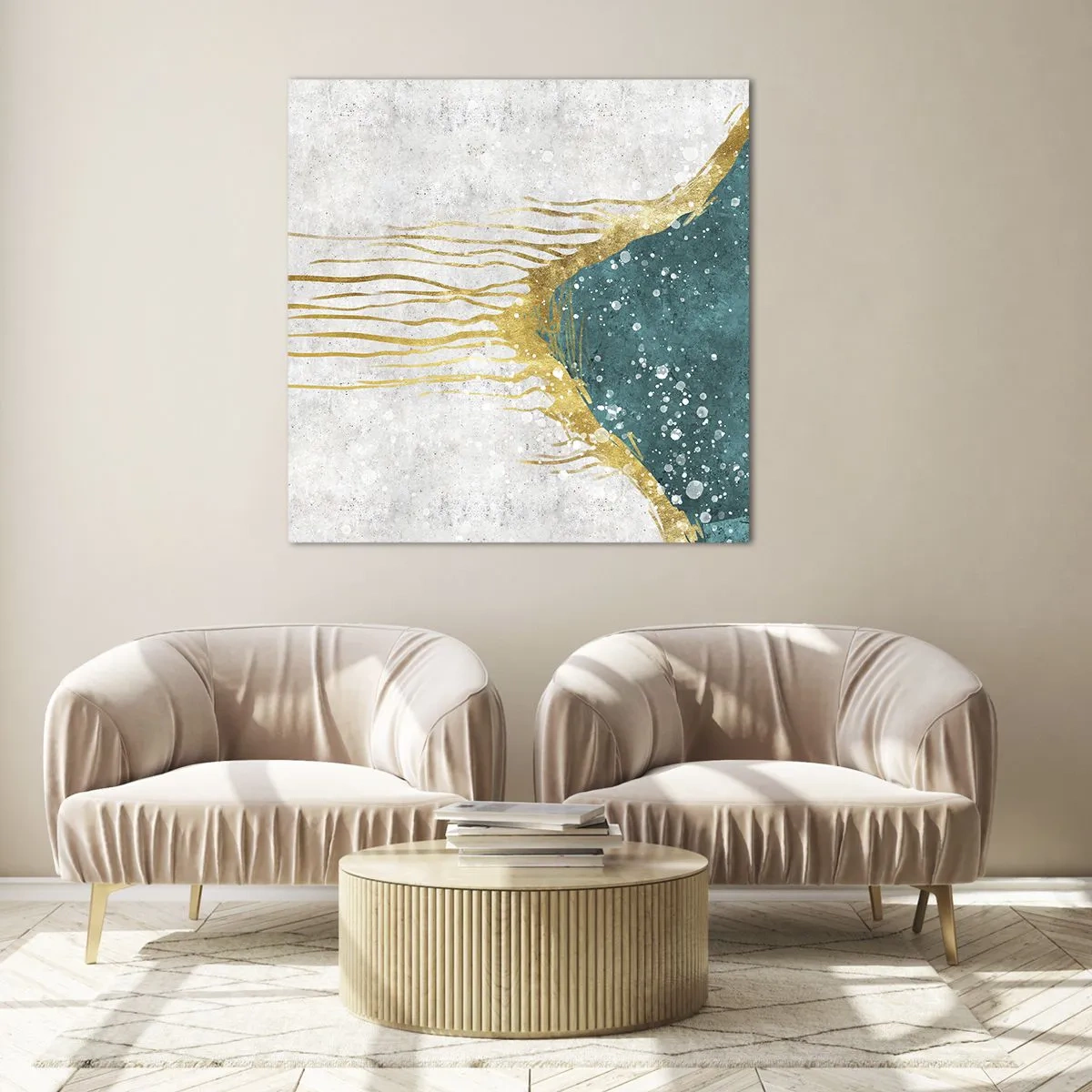 Tablou pe sticlă - Mareea de aur - 50x50 cm