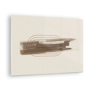 Tablou pe sticlă - Abstracție în nuanțe de maro cu un model minimalist - 70x50cm - O adiere de gri - Decorațiune modernă pentru perete pentru living și dormitor ARTTOR
