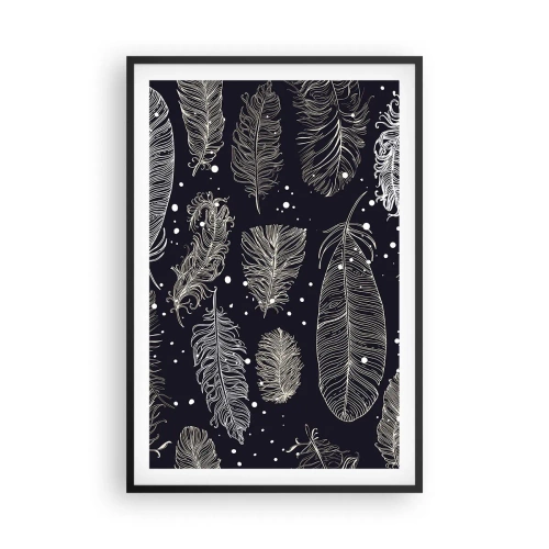 Poster în ramă neagră - Dantelă cu pene - 61x91 cm