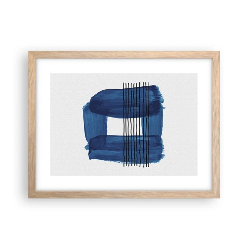 Poster în ramă de stejar deschis - Compoziție albastru-negru - 40x30 cm