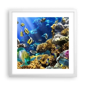 Poster în ramă albă - Trafic intens pe traseul de vacanță - 40x40 cm