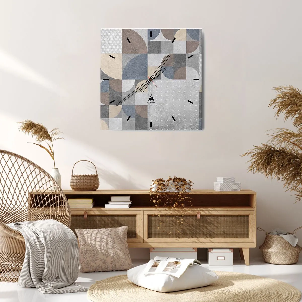 Ceas de perete - Ceas pe sticlă - Fantezie ceramică - 40x40 cm