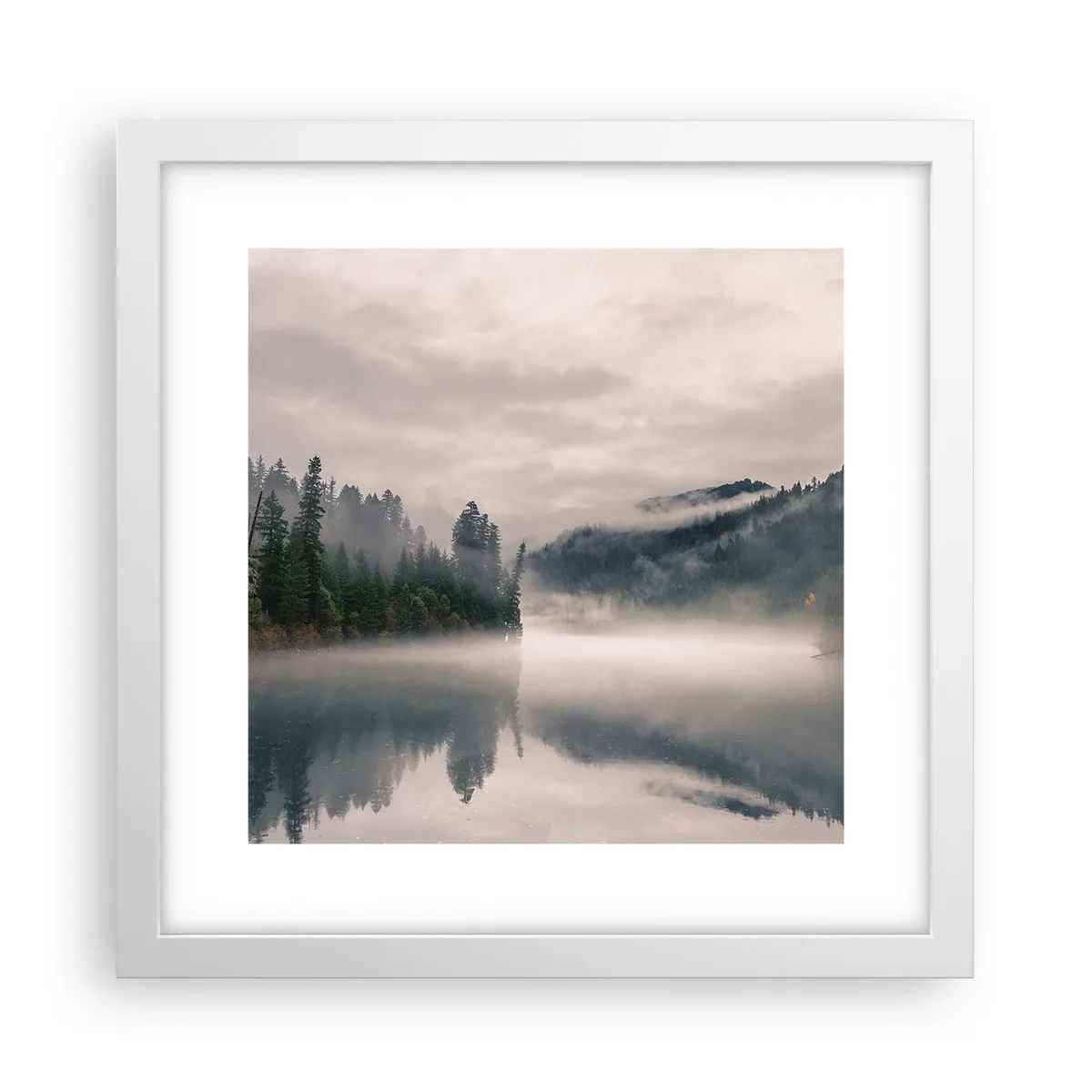 Poster în ramă albă - În reverie, în ceață - 30x30 cm
