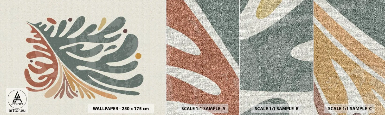 Mostră tapet Premium Canvas - Frunză multicoloră - Boho, Minimalism, Bucată - 100x30 cm