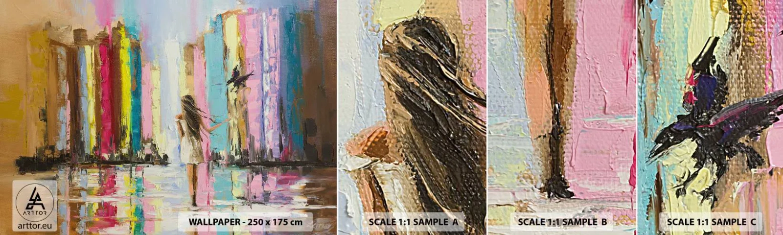 Mostră de Tapet Standard Eco - Urmați-mă - Abstracția, Fată, Femeie - 100x30 cm