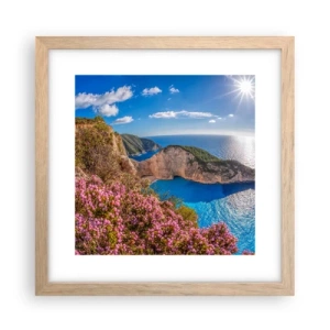 Poster în ramă de stejar deschis - Marea mea vacanță grecească - 30x30 cm