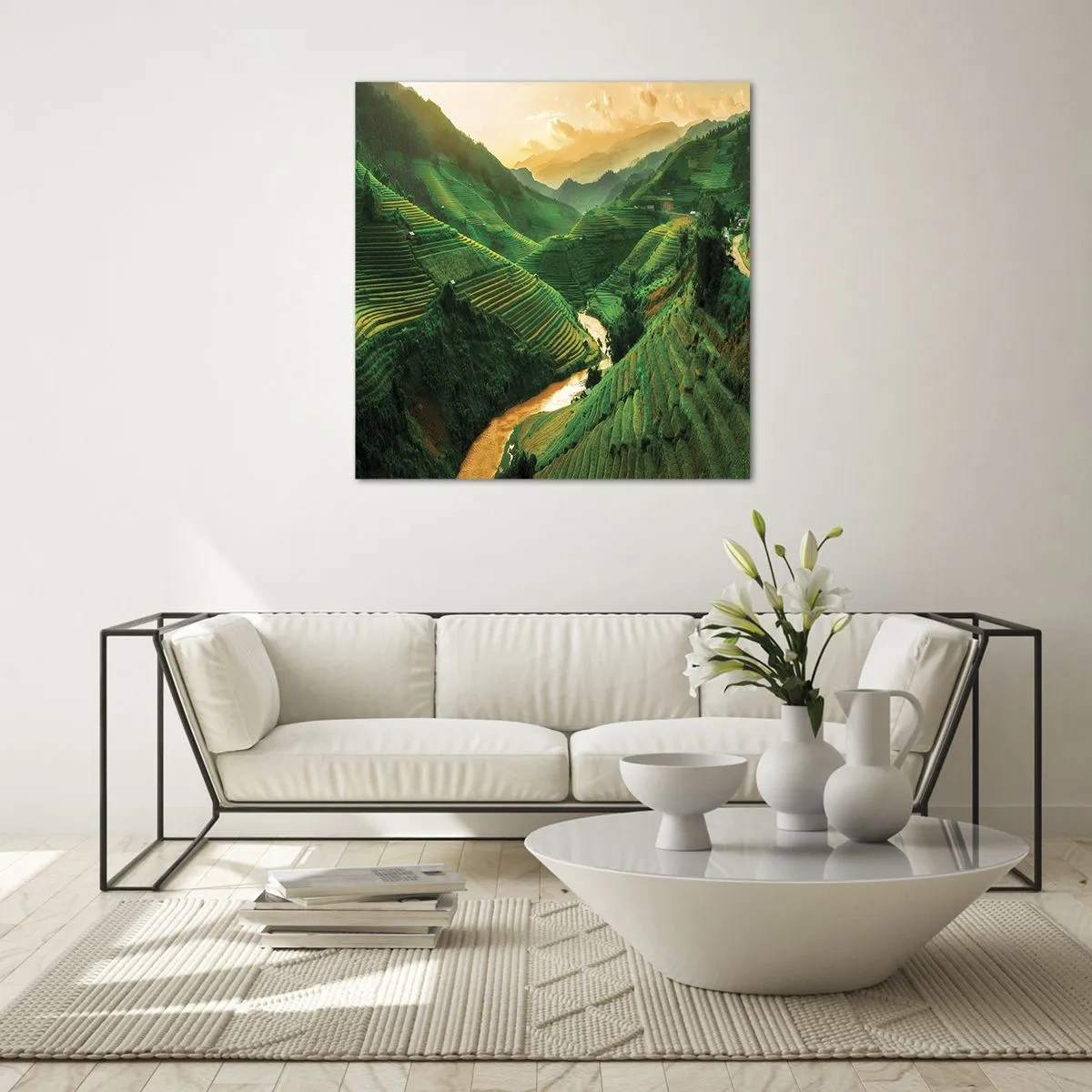 Tablou pe sticlă - Valea vietnameză - 30x30 cm