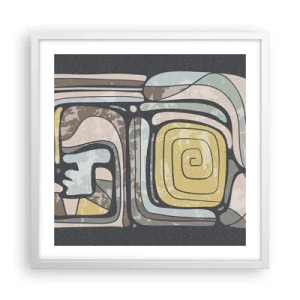 Poster în ramă albă - Abstracție în spirit precolumbian - 50x50 cm