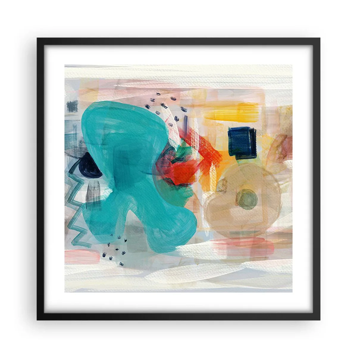 Poster în ramă neagră - Joc plin de culoare - 50x50 cm