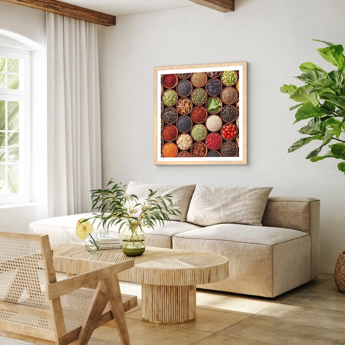 Poster în ramă de stejar deschis - Toate gusturile lumii - 40x40 cm