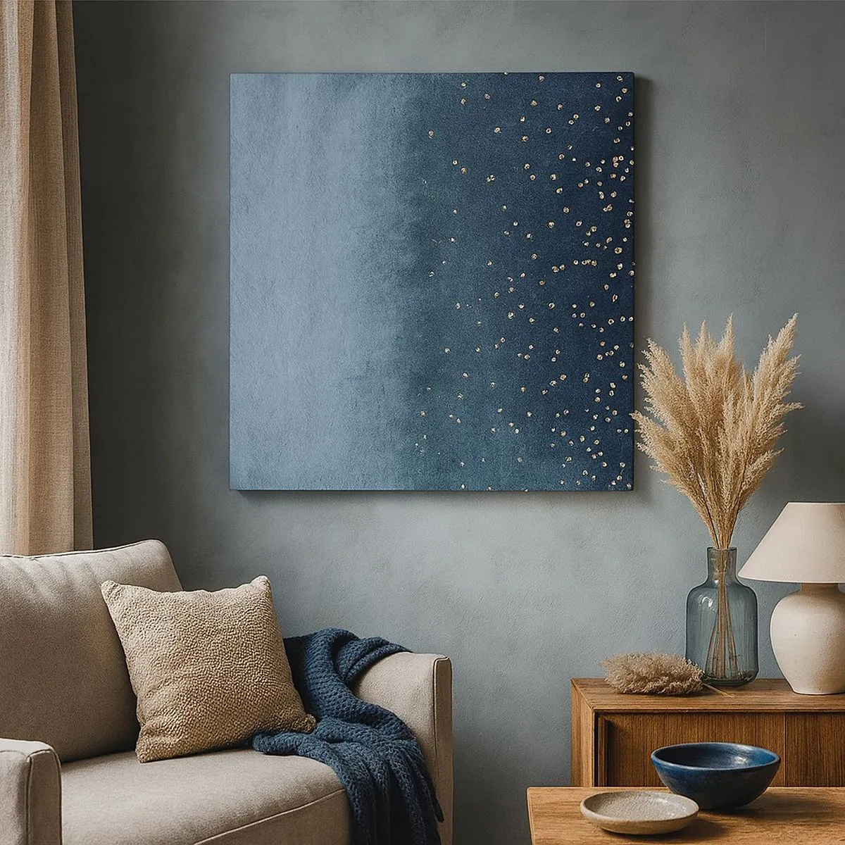 Tablou pe pânză - Compoziție - faze albastre - 30x30 cm