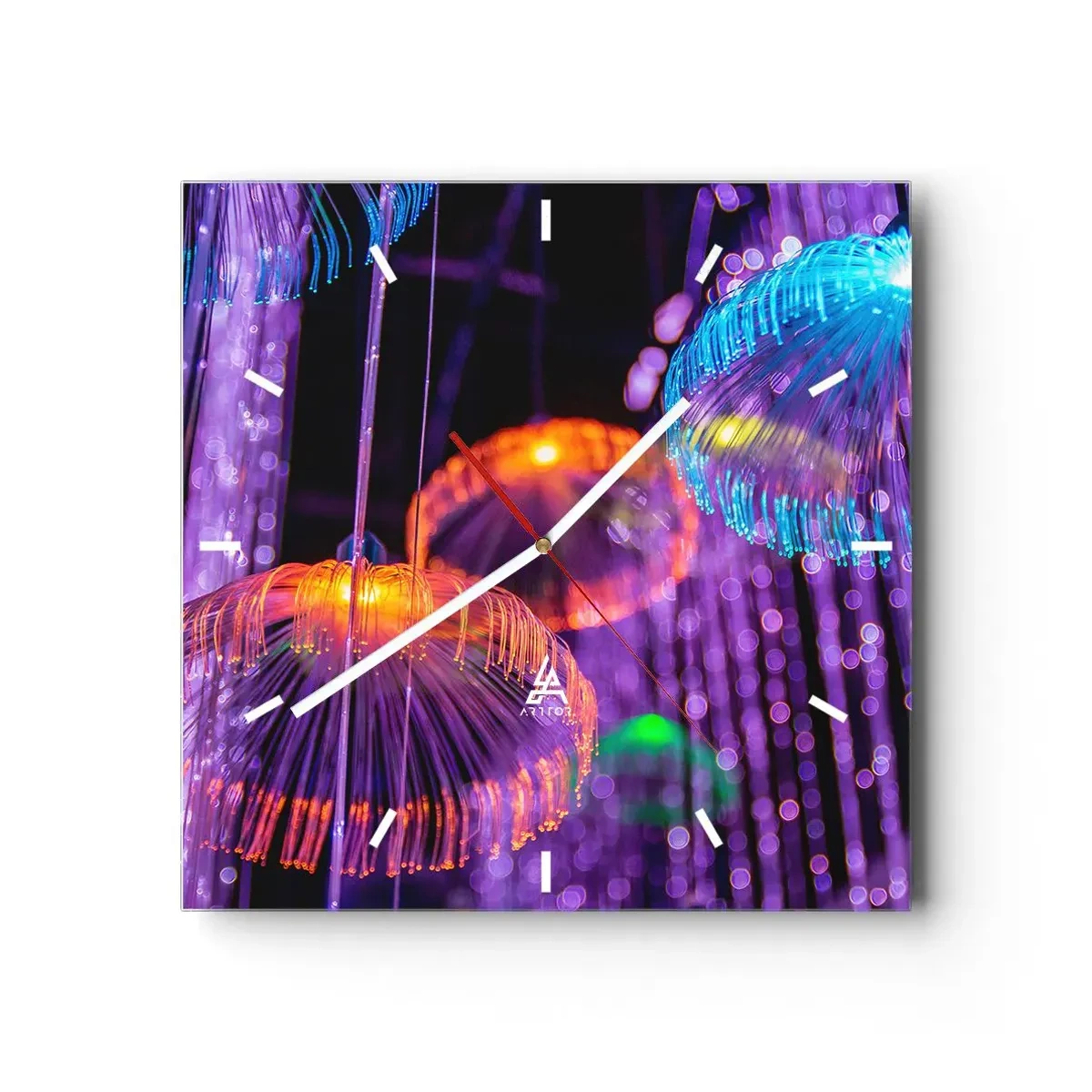 Ceas de perete - Ceas pe sticlă - Fântână de lumină - 30x30 cm