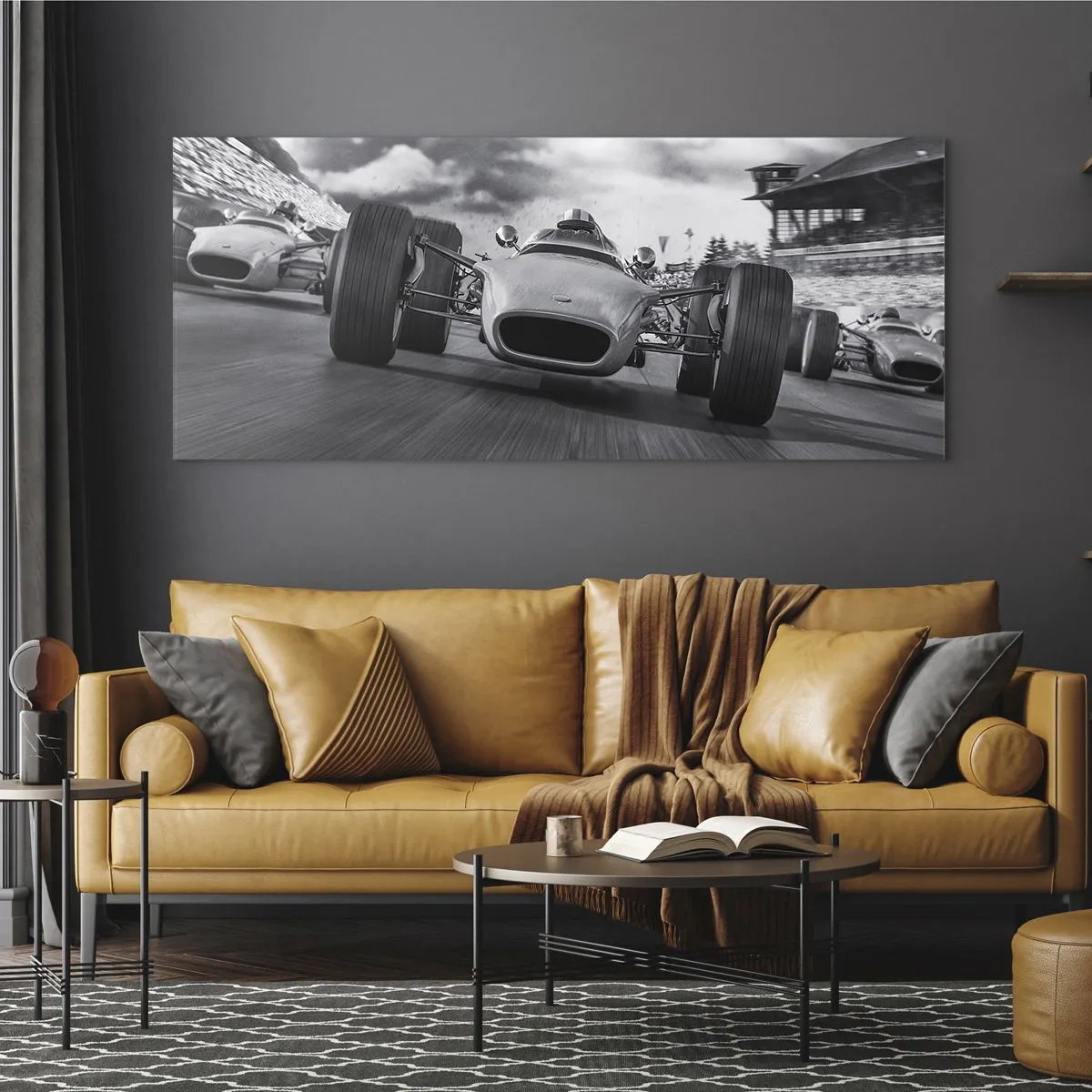 Tablou pe sticlă - Cai putere! - 90x30 cm