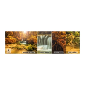 Mostră de Tapet Standard Eco - Cascadă de pădure în aur - Peisaj, Cascadă, Tailanda - 100x30 cm