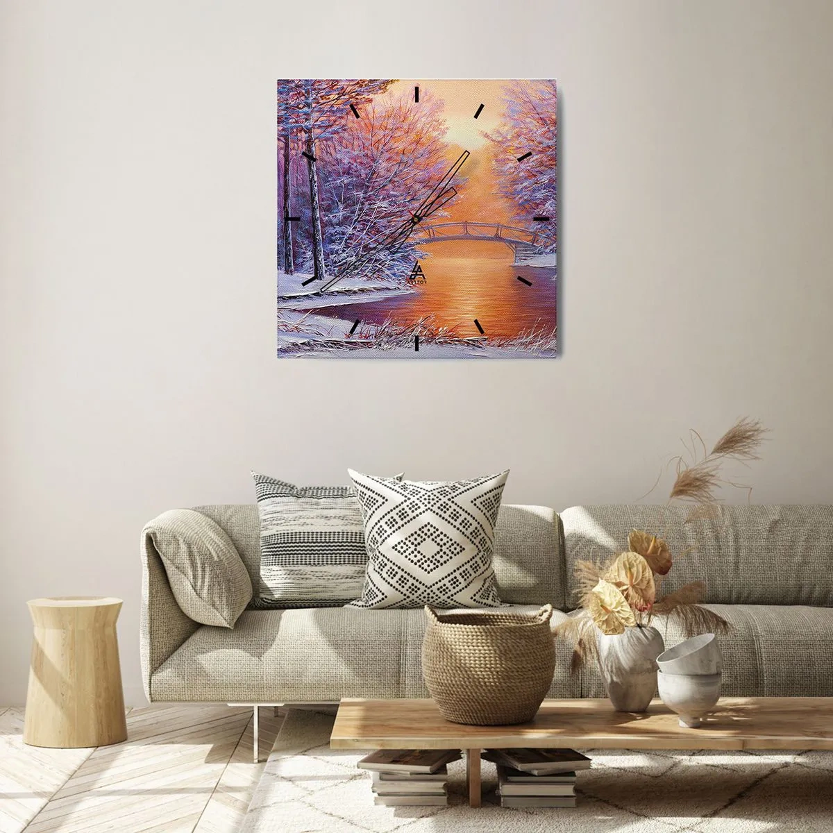 Ceas de perete - Ceas pe sticlă - Hai să ne întâlnim aici - 30x30 cm