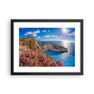 Poster în ramă neagră - Marea mea vacanță grecească - 40x30 cm