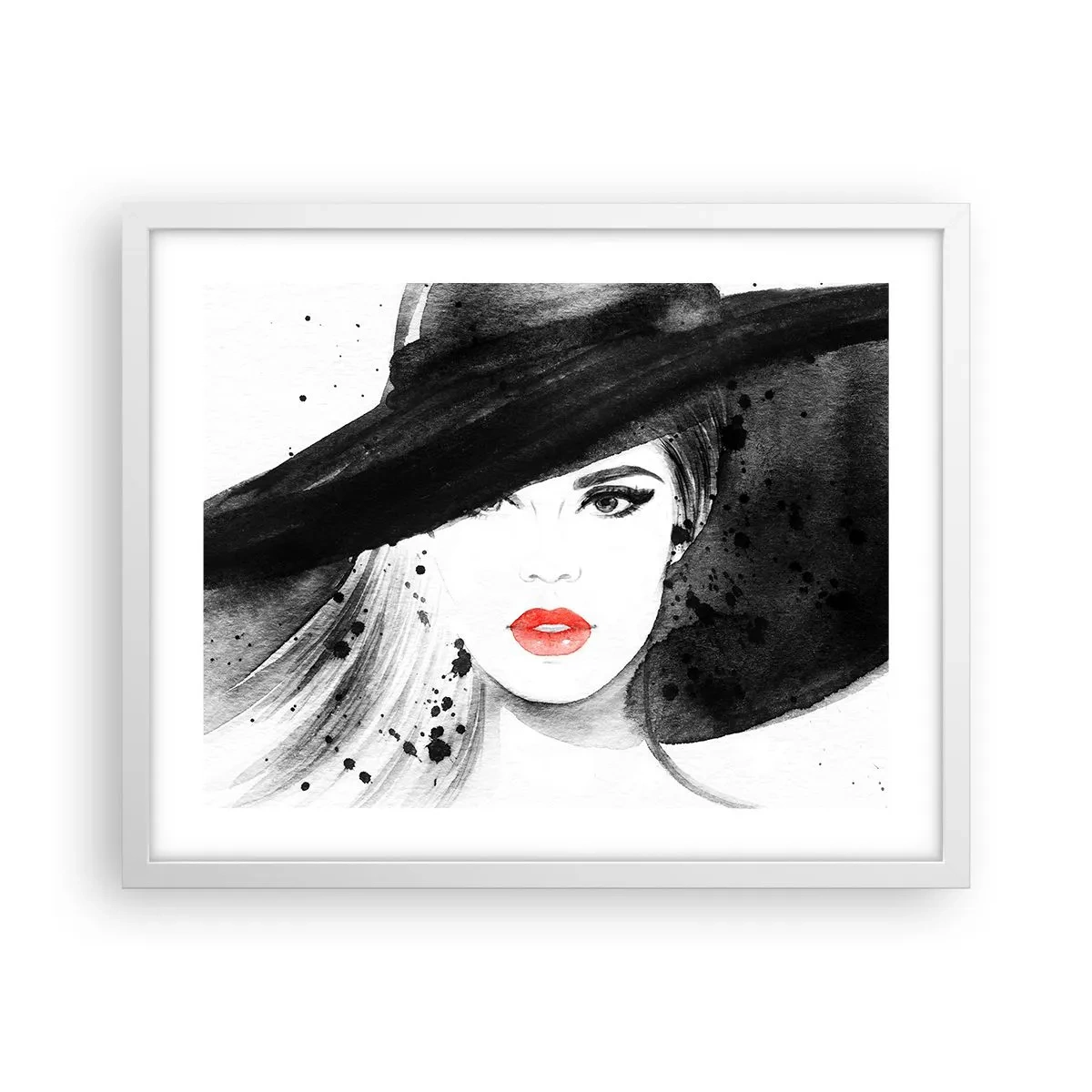 Poster în ramă albă - Doamna în negru - 50x40 cm