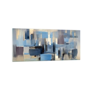 Tablou pe sticlă - Construcție albastră - 120x50 cm