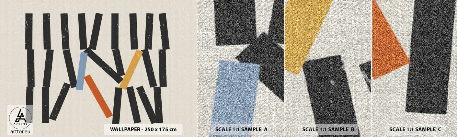 Mostră tapet Premium Canvas - Domino - compoziție - Minimalism, Hipster, Contemporan - 100x30 cm