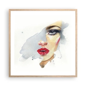 Poster în ramă de stejar deschis - Reflecție într-o picătură de apă - 60x60 cm