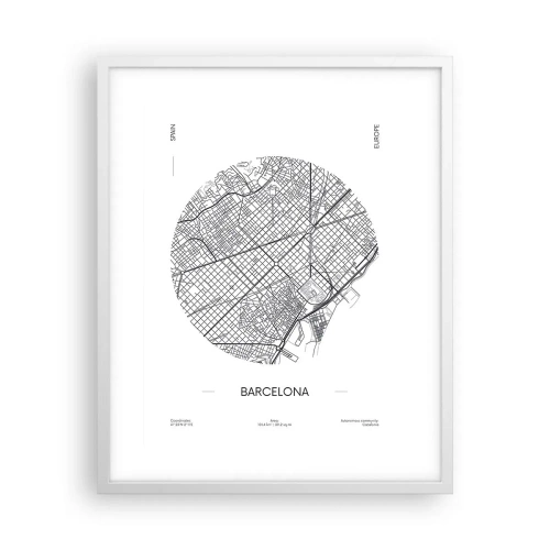 Poster în ramă albă - Anatomia Barcelonei - 40x50 cm
