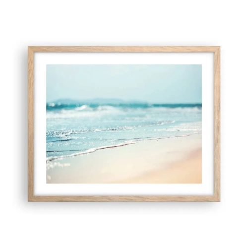 Poster în ramă de stejar deschis - Căldură și zgomotul valurilor - 50x40 cm