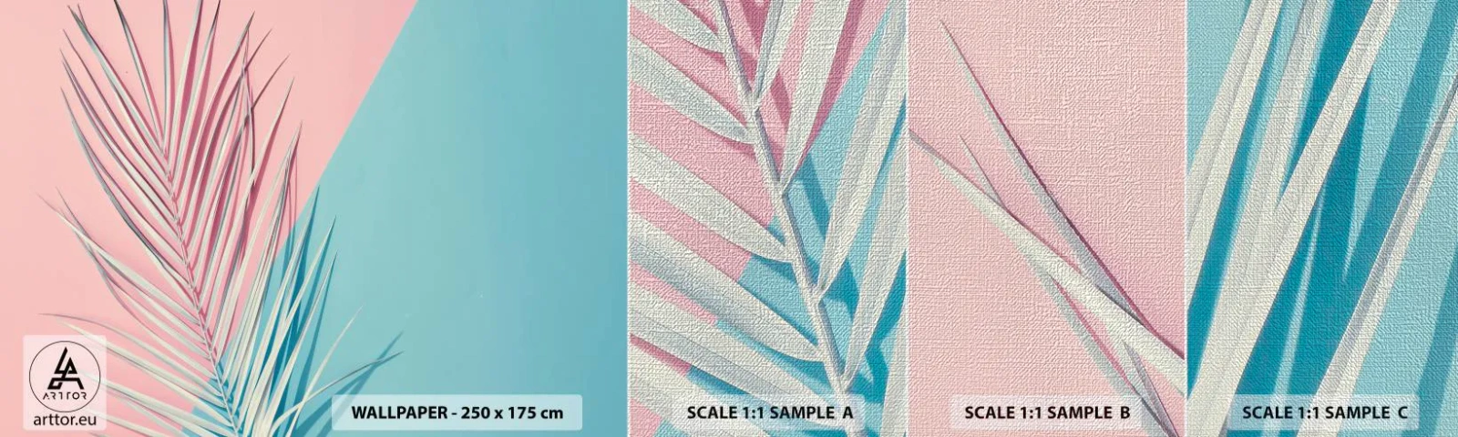 Mostră tapet Premium Canvas - Impresie tropicală - Frunza de palmier, Abstracția, Grafică - 100x30 cm