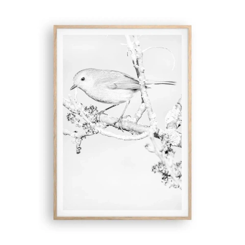 Poster în ramă de stejar deschis - Dimineață de iarnă - 70x100 cm