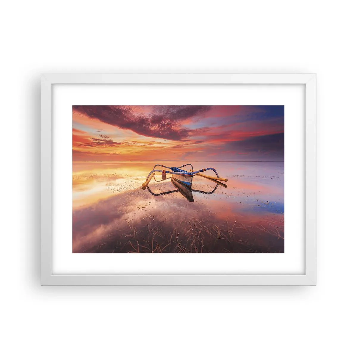 Poster în ramă albă - Liniștea unei seri tropicale - 40x30 cm