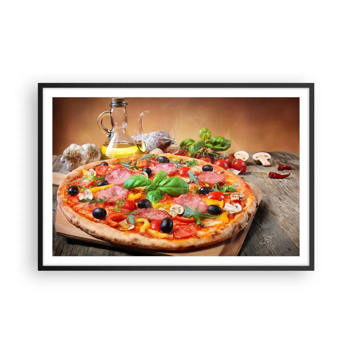 Poster în ramă neagră - Cu o adevărată aromă italiană - 91x61 cm