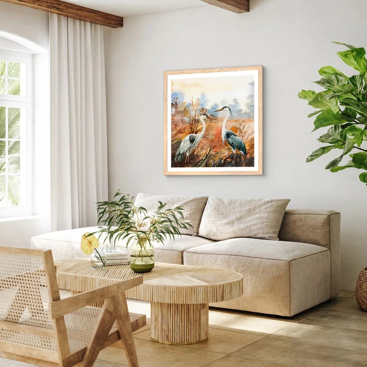 Poster în ramă de stejar deschis - Încotro în toamnă? - 30x30 cm