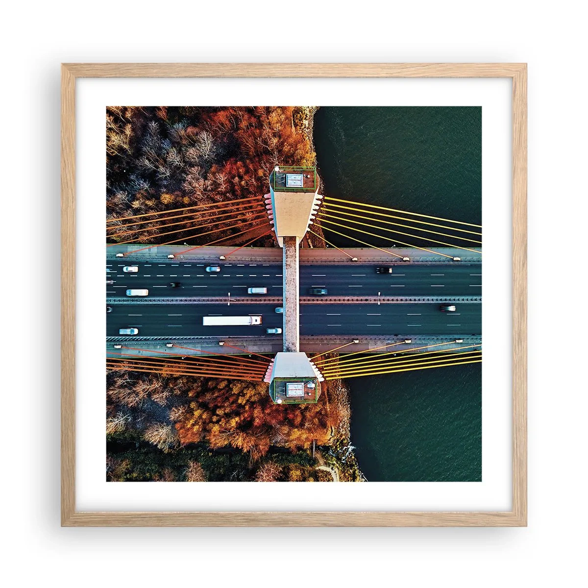 Poster în ramă de stejar deschis - Din pădure spre apă - 50x50 cm