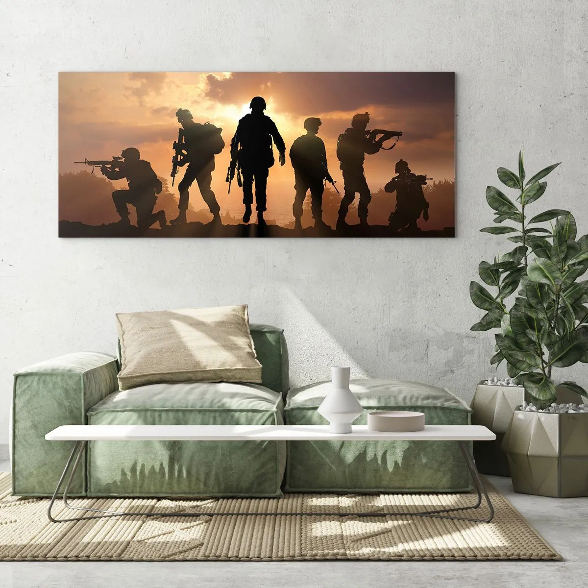 Tablou pe sticlă - Brothers in arms - 90x30 cm