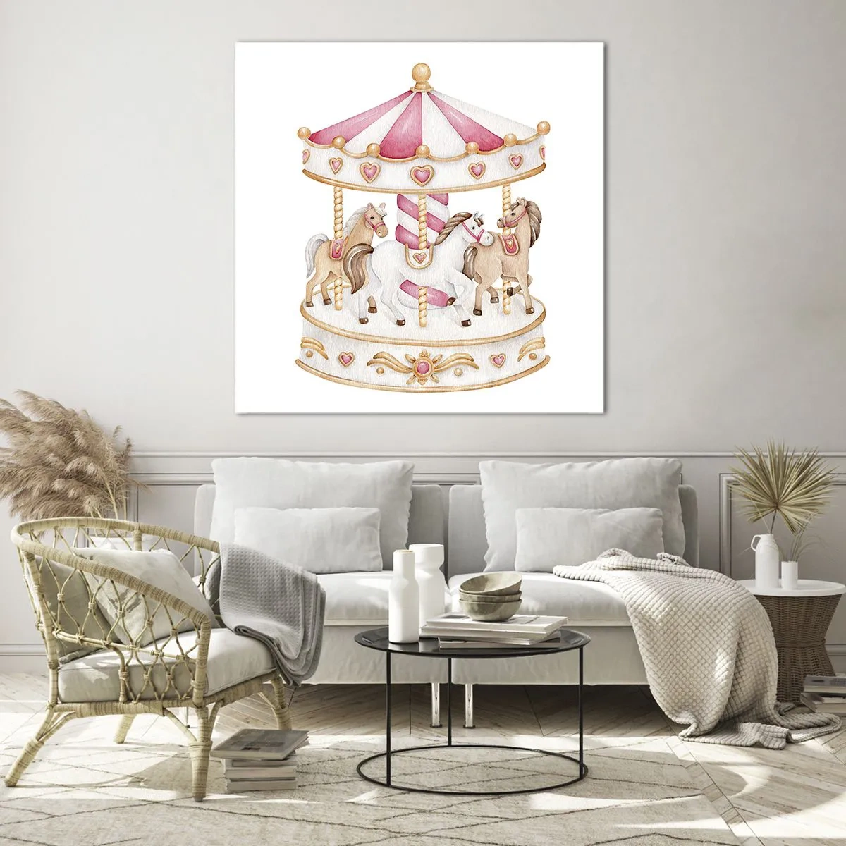 Tablou pe sticlă - Lumea dulce a copilăriei - 40x40 cm