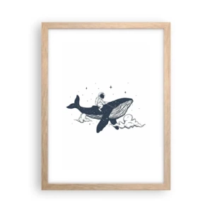 Poster în ramă de stejar deschis - Aventura spațială - 30x40 cm