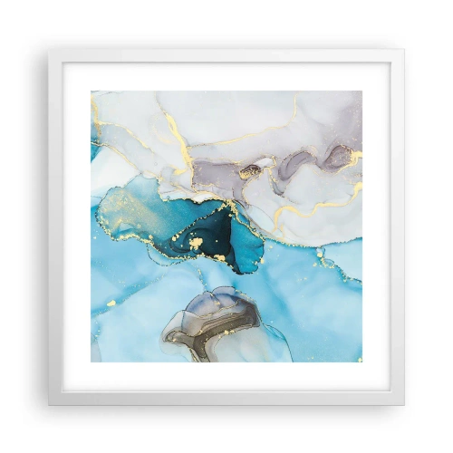 Poster în ramă albă - Un studiu al întâlnirii dintre gri și turcoaz - 40x40 cm