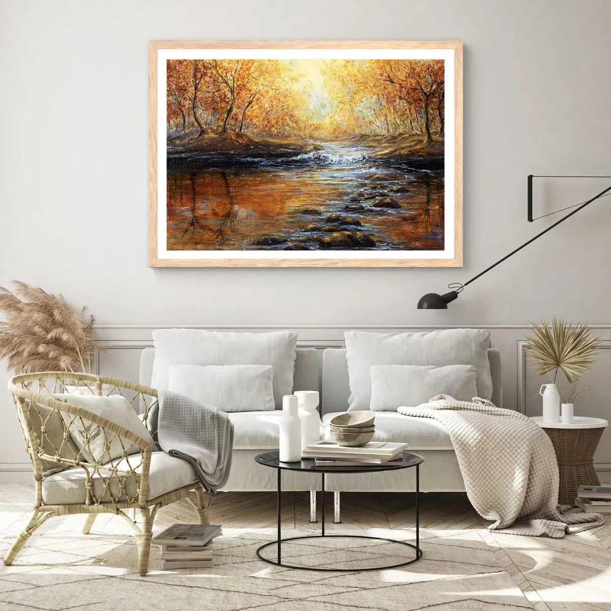 Poster în ramă de stejar deschis - Pârâul de aur - 91x61 cm