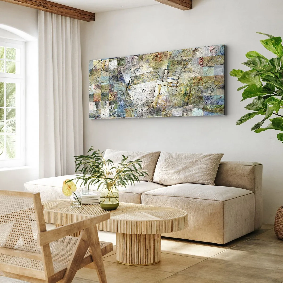 Tablou pe pânză - Remaniere geometrică - 100x40 cm