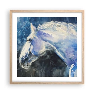 Poster în ramă de stejar deschis - Portret într-o strălucire albastră - 50x50 cm