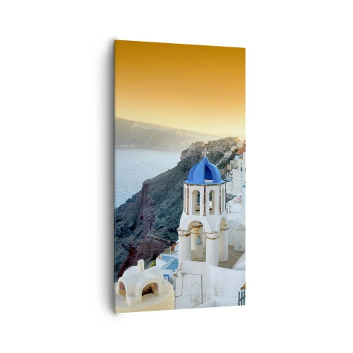 Tablou pe pânză - Santorini - îmbrățișat de stânci - 65x120 cm