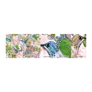 Mostră de Tapet Standard Eco - Încurcat în viță de vie - Flori, Pasăre, Fluture - 100x30 cm