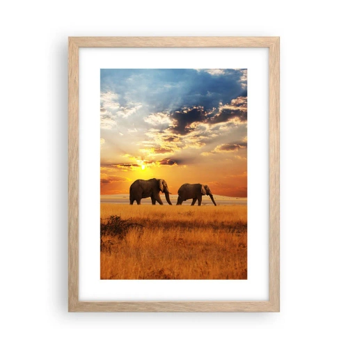 Poster în ramă de stejar deschis - Plimbare în familie - 30x40 cm