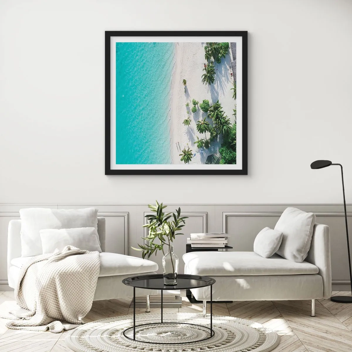 Poster în ramă neagră - Vacanță în paradis - 30x30 cm