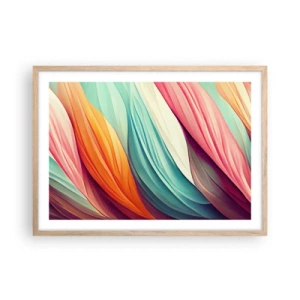 Poster în ramă de stejar deschis - Țesătură de curcubeu - 70x50 cm