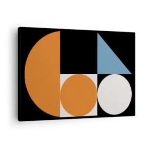 Tablou pe pânză Canvas - Model geometric cu forme colorate pe fundal negru - 70x50cm - Sistem de figuri - Decorațiune modernă pentru perete pentru living și dormitor ARTTOR
