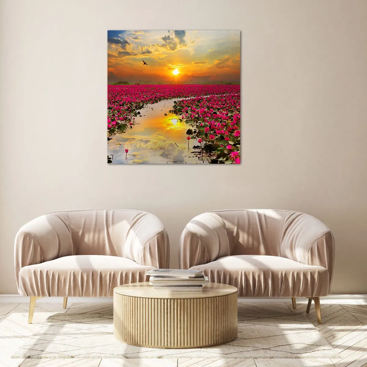 Tablou pe sticlă - Viața secretă a lacului - 70x70 cm