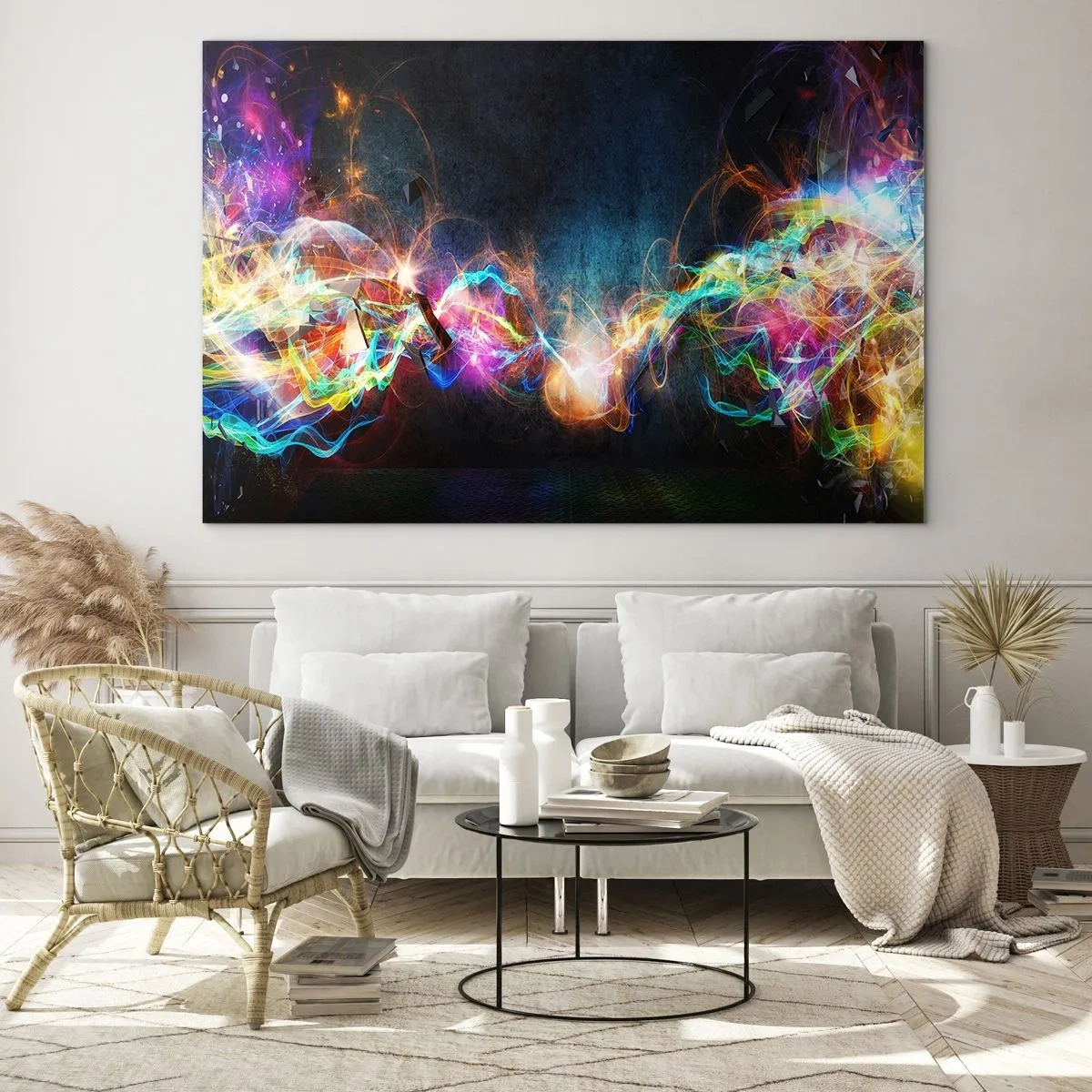 Tablou pe sticlă - Cu bucurie împotriva întunericului - 100x70 cm