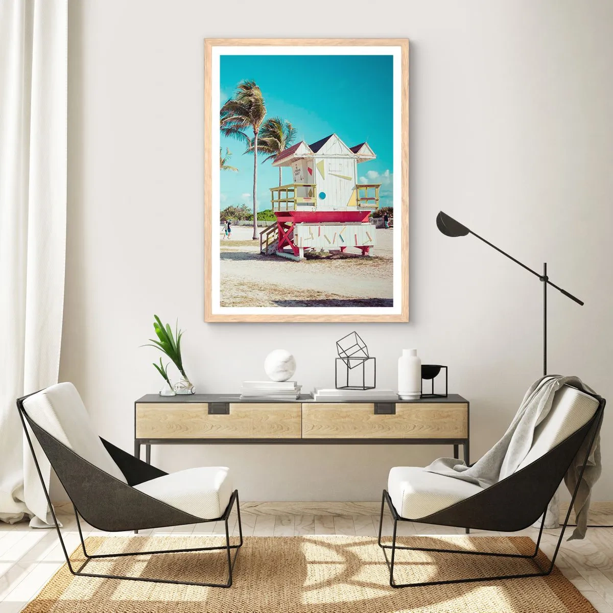 Poster în ramă de stejar deschis - O zi frumoasă te așteaptă - 50x70 cm