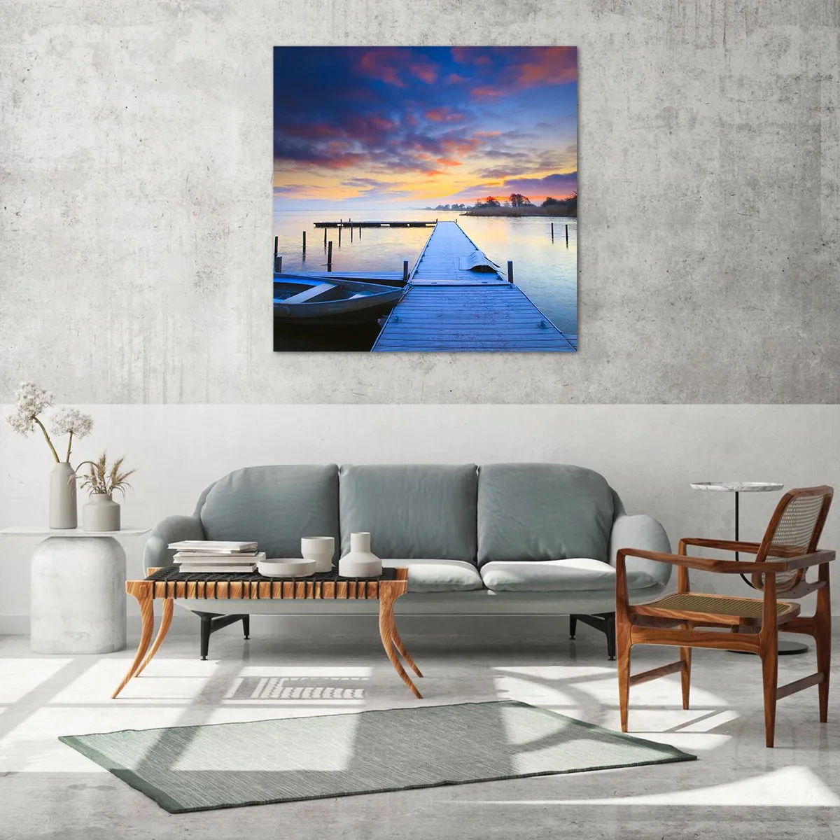 Tablou pe sticlă - Seninătate mov-auriu - 60x60 cm